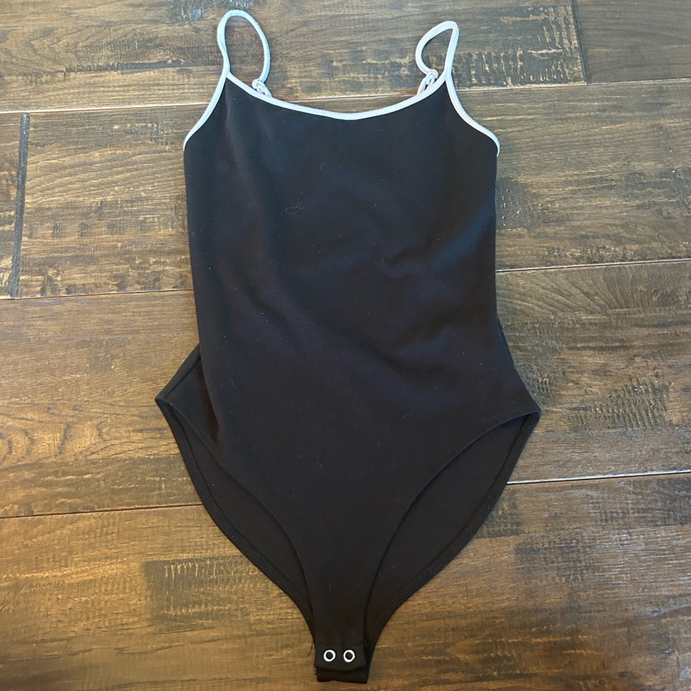 Forever 21 Black Kids Bodysuit with White Trim